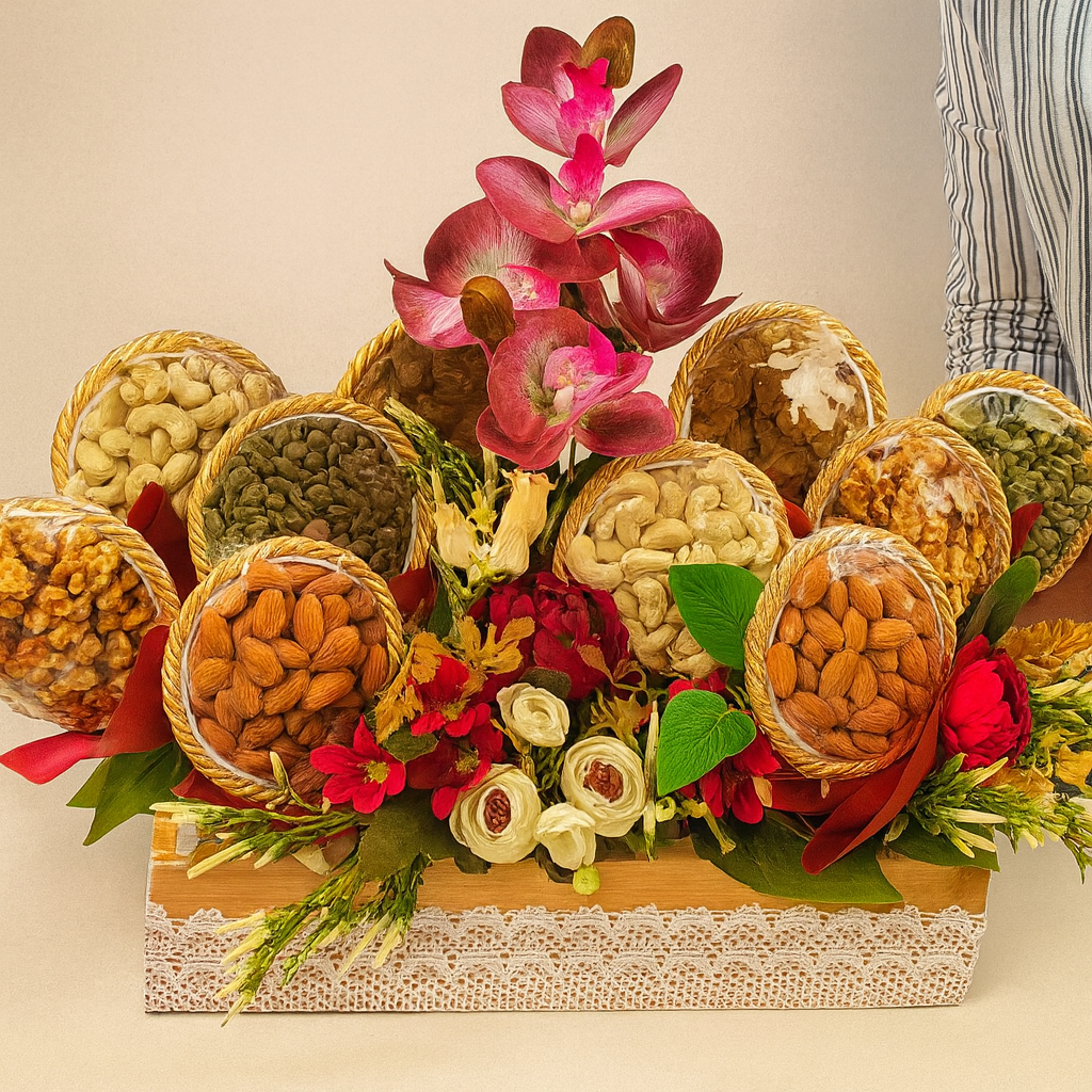 Luxury Dry Fruit Gift Hamper – 8 Varieties (Handmade & Vacuum Packed)