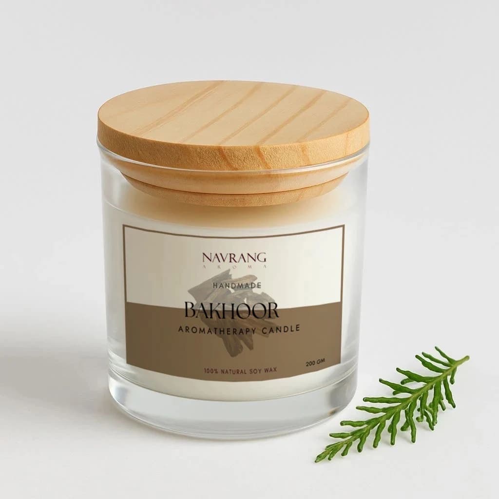 Navrang Aroma Candles- Plain Glass Jar Candle with Lid (200g) Handmade Aromatherapy Candle