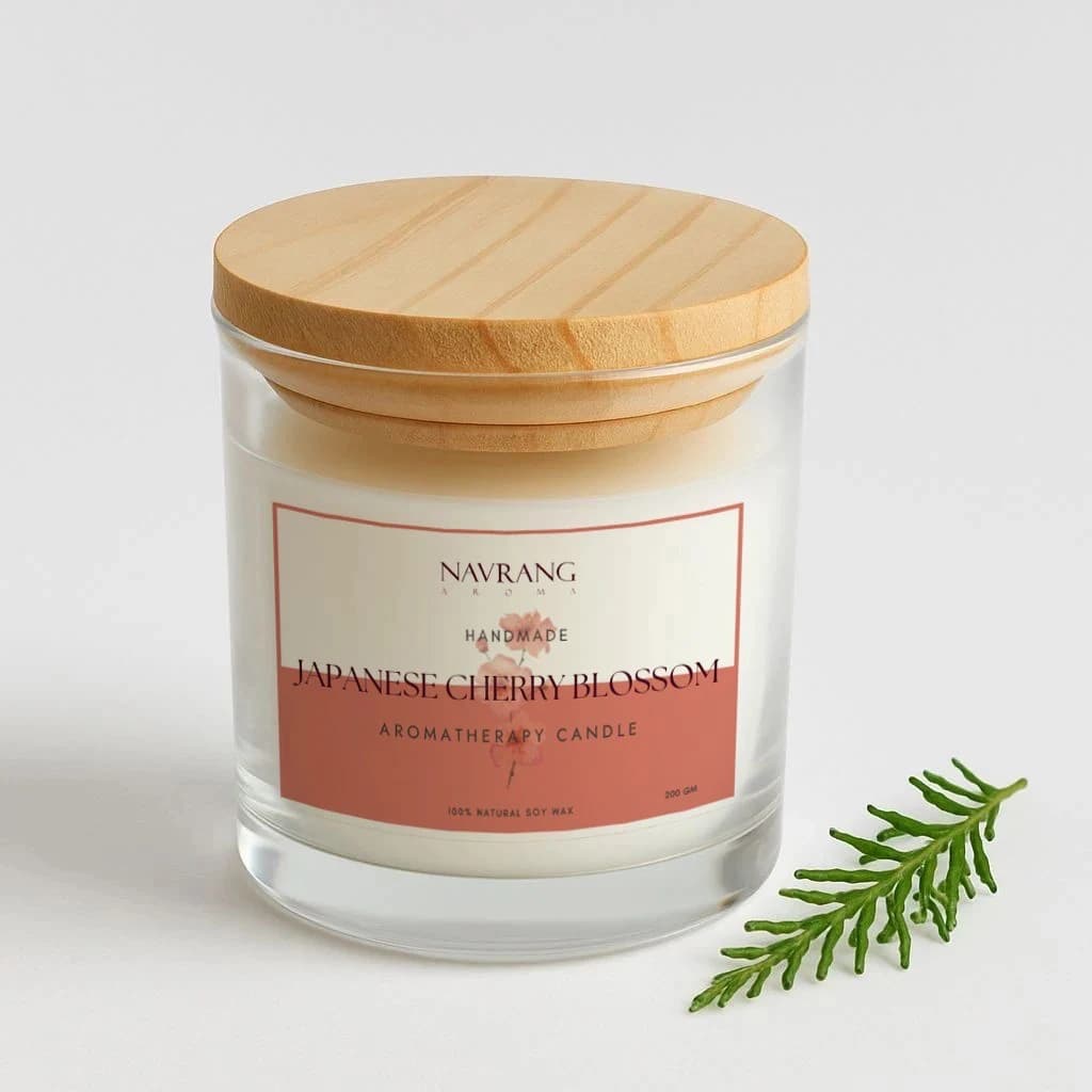 Navrang Aroma Candles- Plain Glass Jar Candle with Lid (200g) Handmade Aromatherapy Candle