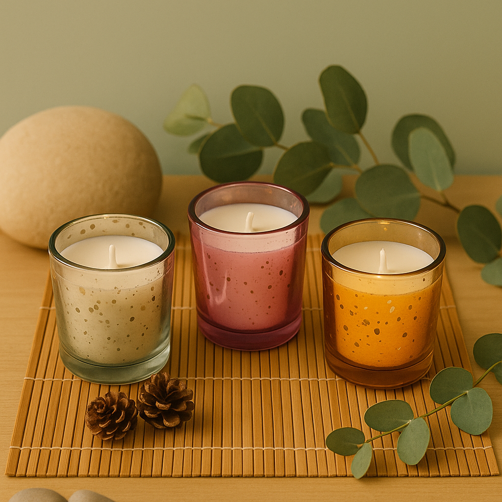 Set of 3 Small Mercury Votive Glass Candle ( 150g Soy Wax ) Aroma Gift Set
