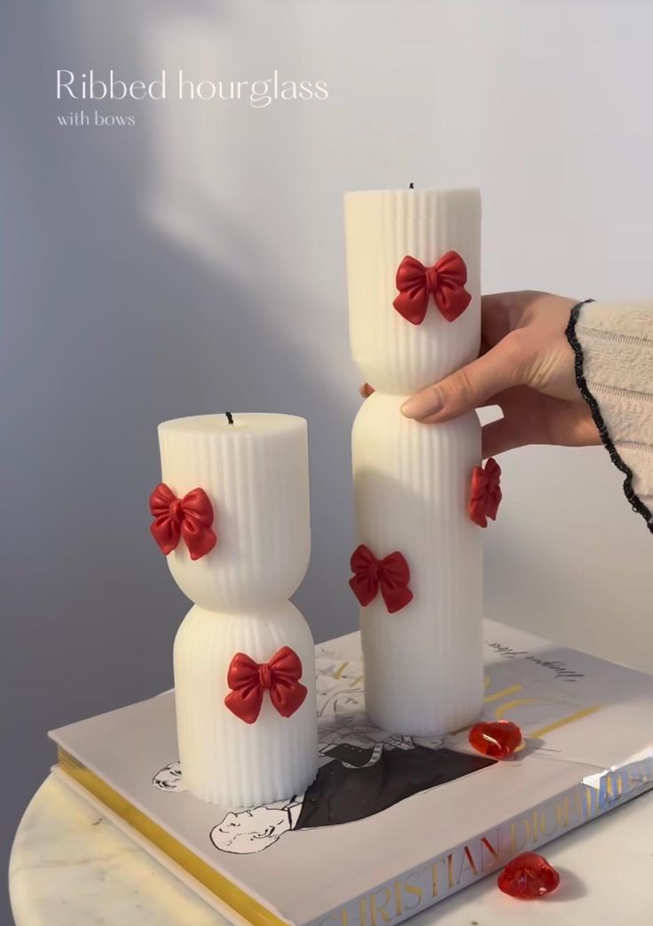 Pink White pillar Candle