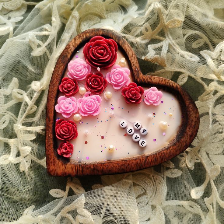 Wooden Heart shape candle