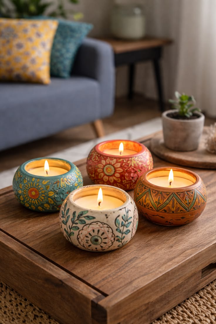 Madhubani tin jar Candle