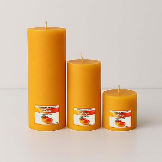 Set of 3 Scented Pillar- Candles Pineapple Fragrance ( 2x2, 2x4, 2x6 Inches Candle )