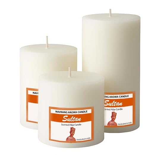 Set of 3 Scented Pillar- Candles Pineapple Fragrance ( 2x2, 2x4, 2x6 Inches Candle )
