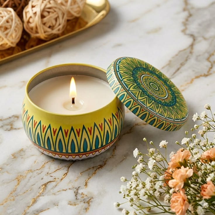 Madhubani tin jar Candle