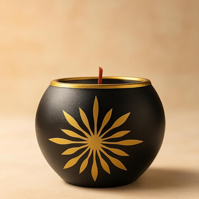 Black Metallic Blossom Candle – 100% Soy Wax, 200g | Long Burn Time (Up to 48 Hours)