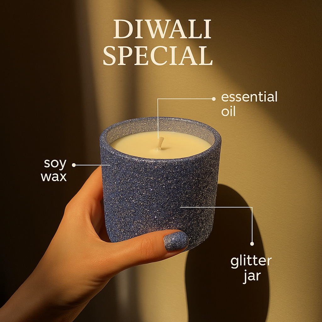 Blue Sparkle Jar Candle ( 200g Soy Wax ) Aromatheraphy