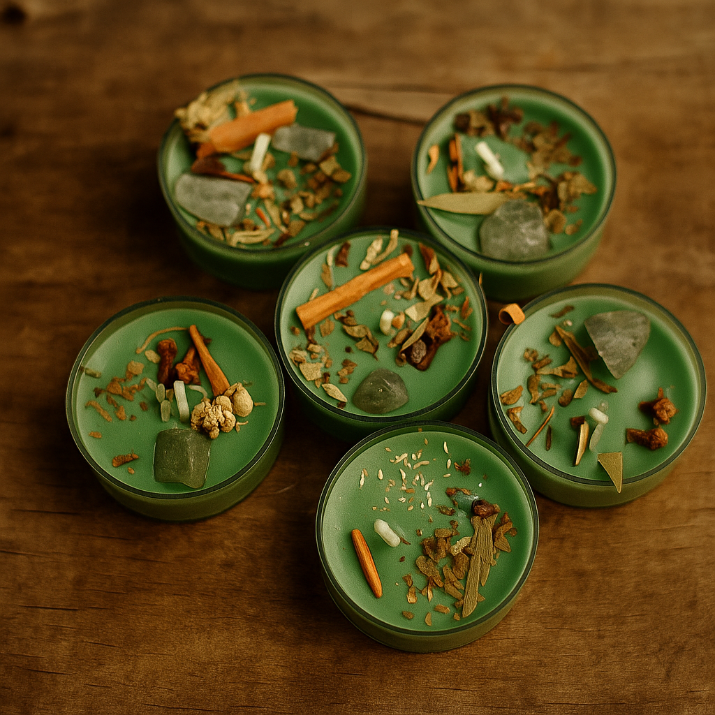 Set of 6 Self Love Tealight Candles – Infused with Rare Herbs, Crystals & Essential Oils