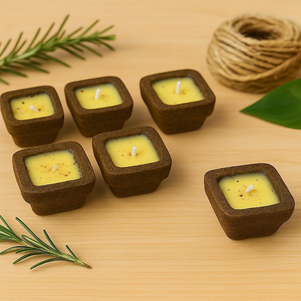 Set of 6 Natural Cow Dung Diyas for Positivity