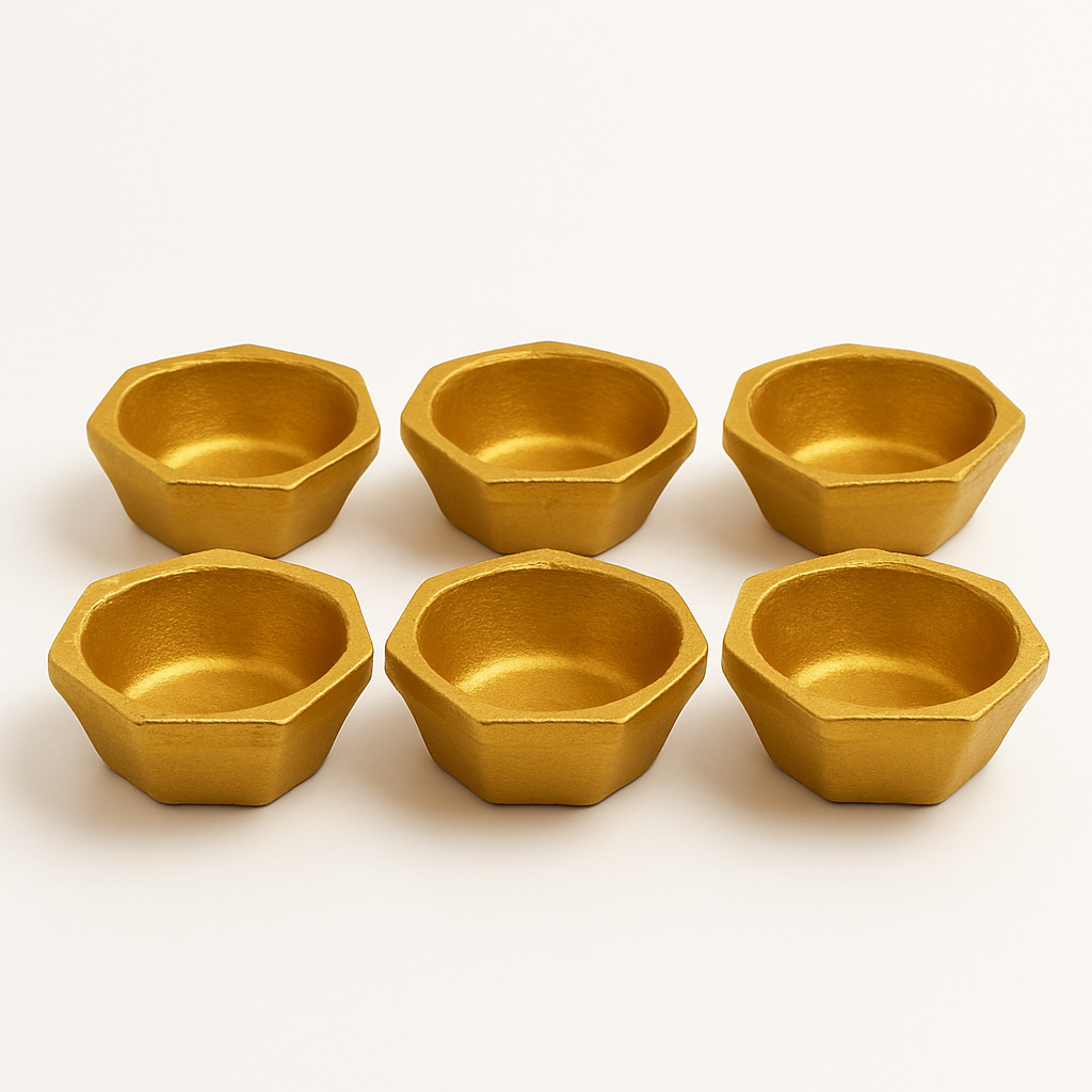 Golden Decorative Diyas Set of 6