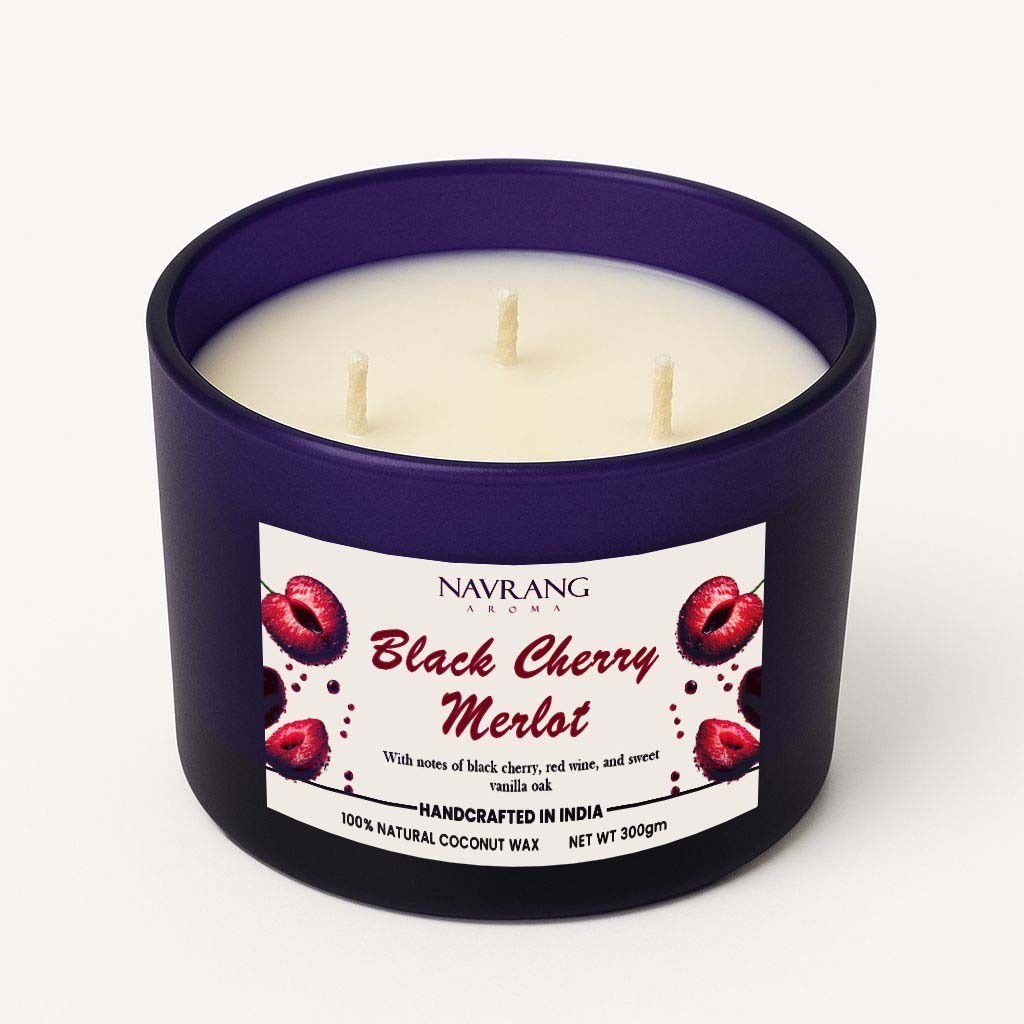 Scented Candle | 300g | Eco-Friendly Coconut Wax | Triple-Wick Design || The Remedial Store -  Black Cherry Merlot