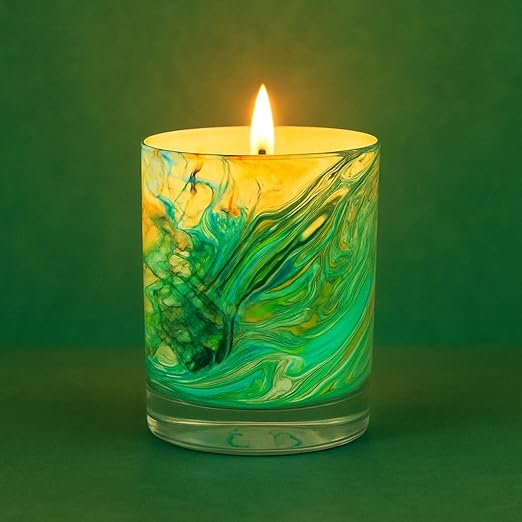 Green Marble Glitter Scented Candles Gift Set for Home Decor – Small Glass Jar Candles for Relaxation, Aromatherapy & Gifting - Fragrance Candles for Room & Living Space || THE REMEDIAL STORE