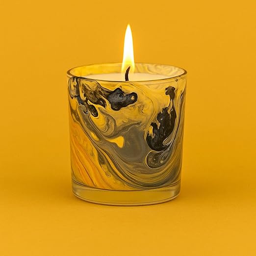 Yellow Marble Glitter Scented Candles Gift Set for Home Decor – Small Glass Jar Candles for Relaxation, Aromatherapy & Gifting - Fragrance Candles for Room & Living Space || THE REMEDIAL STORE