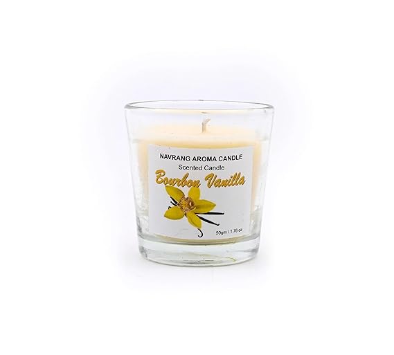 Pack of 3 Bourbon Vanilla Votive Glass Scented Candle - Lasts Upto 48 Hours - THE REMEDIAL STORE