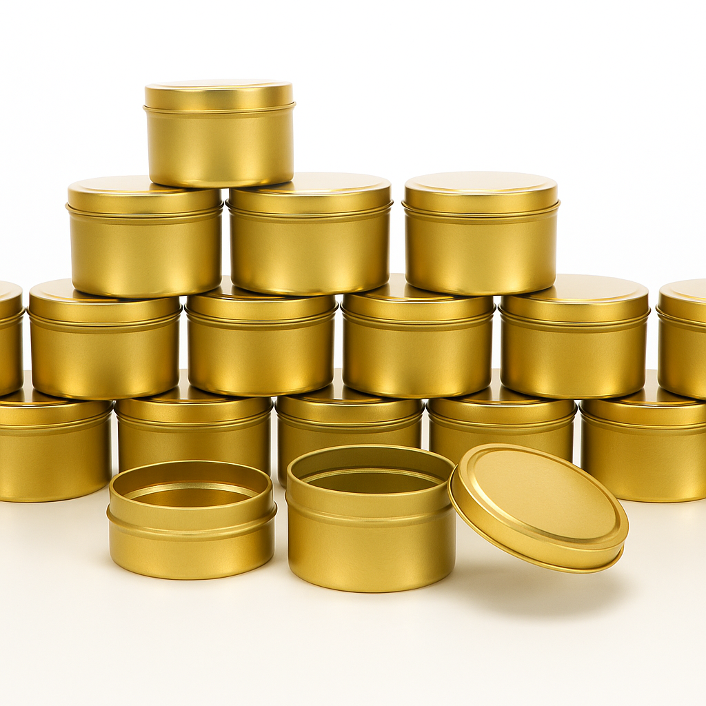 Pack of 1000 - Gold 70ml Empty Tin Jars for Candle Making – Reusable Metal Containers with Lids by The Remedial Store